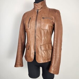 LES COPAINS leather moto jacket